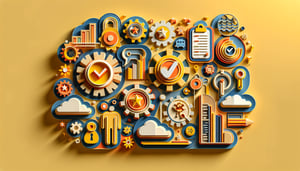 Paper art illustration depicting a safety culture survey form with icons representing safety and teamwork