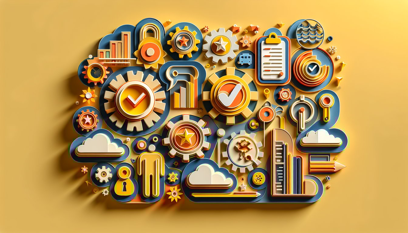 Paper art illustration depicting a safety culture survey form with icons representing safety and teamwork