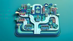 paper art illustration depicting a metro bus application form for FormCreatorAI article
