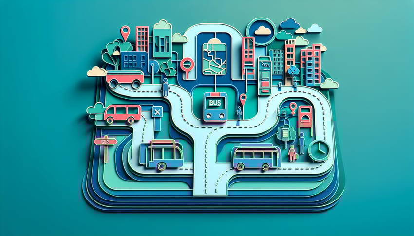 paper art illustration depicting a metro bus application form for FormCreatorAI article