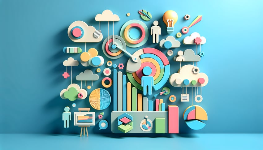 paper art illustration depicting a marketing brief form template design for FormCreatorAI