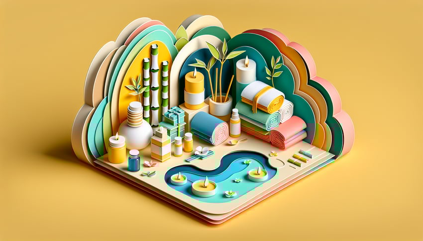 Paper art illustration depicting a spa consultation form for a FormCreatorAI article.