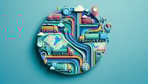 Paper art illustration depicting a fleet management form template with vehicles and organizational elements.