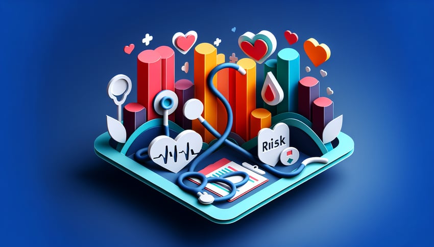 Paper art illustration depicting a health risk assessment questionnaire form for a digital template.