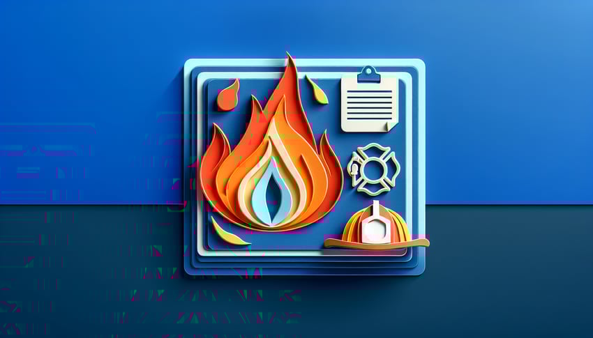 Paper art illustration depicting a fire incident report form for FormCreatorAI article on report templates