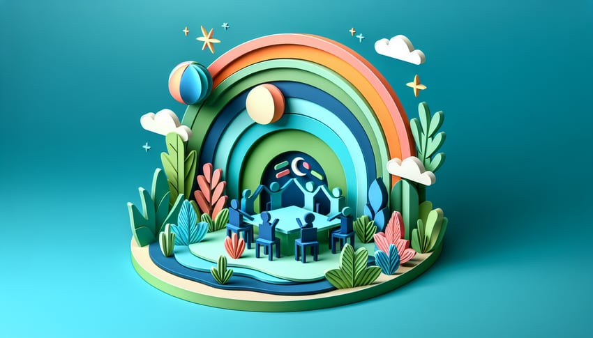 Paper art illustration depicting a join our team form template for FormCreatorAI article