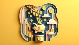 Paper art illustration depicting a bank deposit form for an article about Bank Deposit Form Template FormCreatorAI