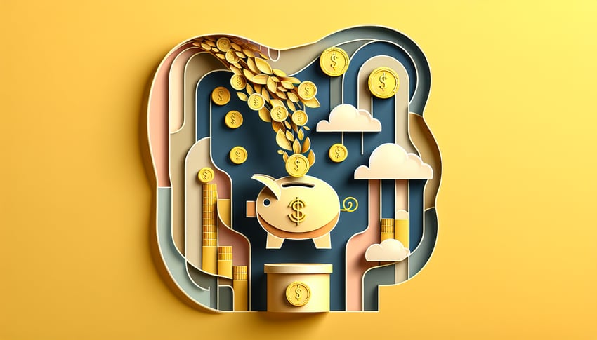 Paper art illustration depicting a bank deposit form for an article about Bank Deposit Form Template FormCreatorAI