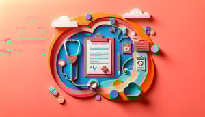 Paper art illustration related to medical record certification form template and FormCreatorAI