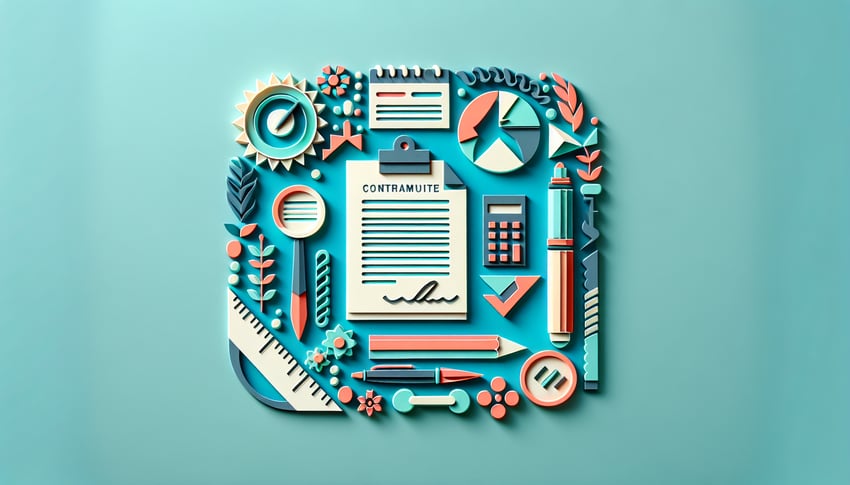 Paper art illustration related to contract change order form template and FormCreatorAI for an informative article