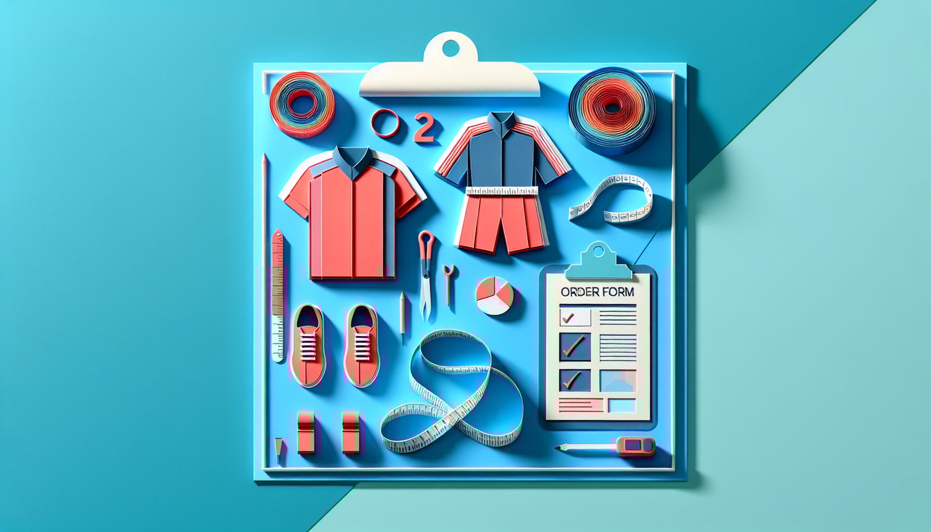 Paper art illustration representing a team uniform order form template design for FormCreatorAI article