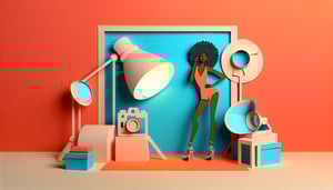 Paper art illustration depicting a photography model release form template for FormCreatorAI article