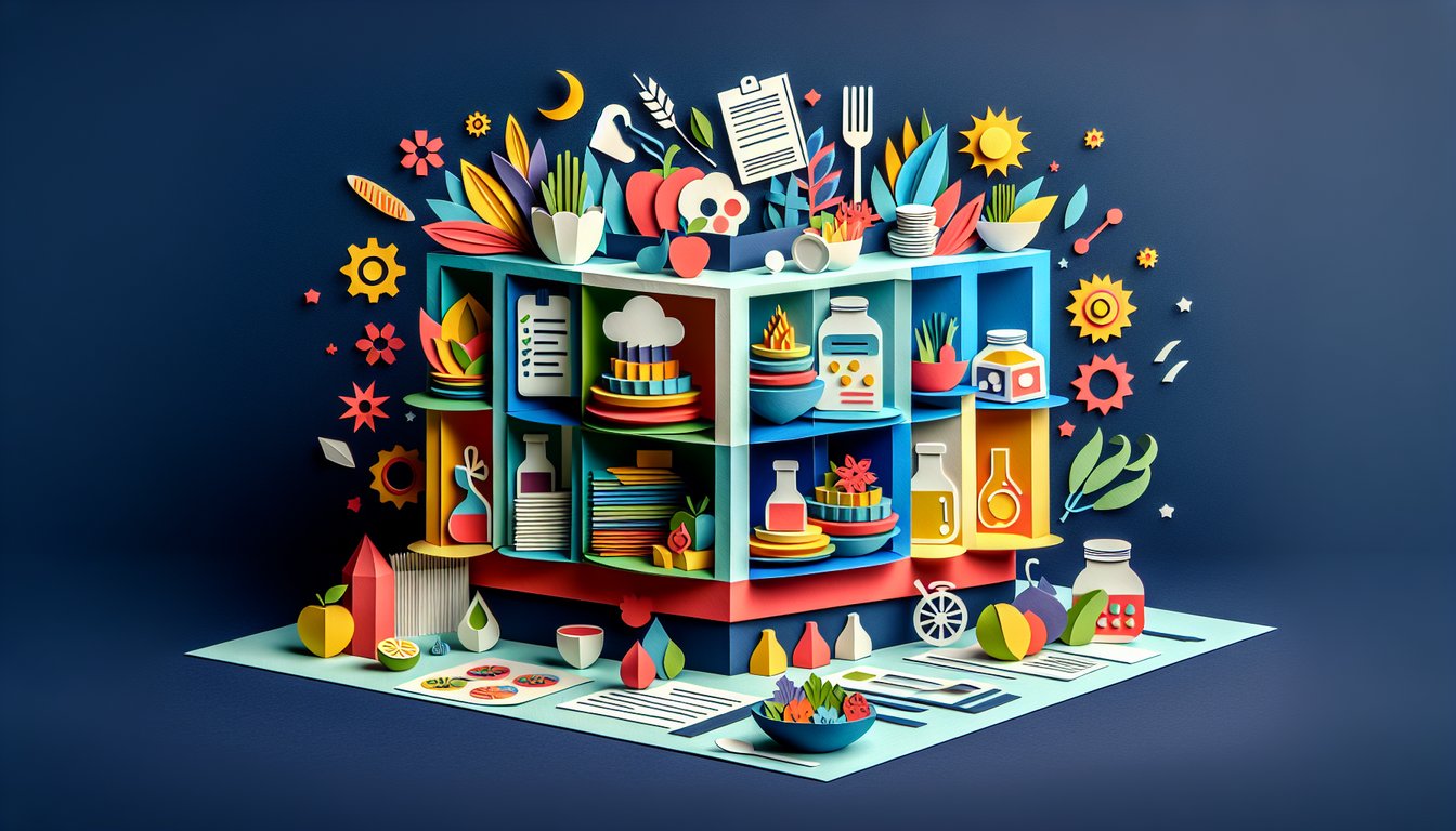 Paper art illustration depicting a HACCP plan form template for article about FormCreatorAI