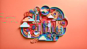 Paper art illustration showcasing BNI In Person Meeting Application Form Template by FormCreatorAI