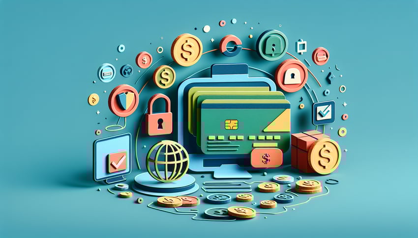 Paper art illustration depicting a payment information form template for FormCreatorAI article