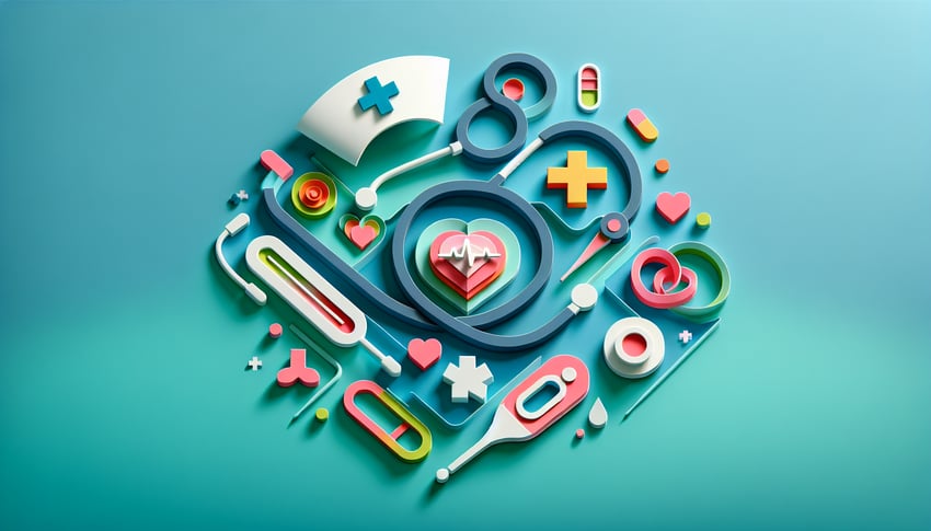 Paper art illustration depicting a nursing job application form for an article on FormCreatorAI