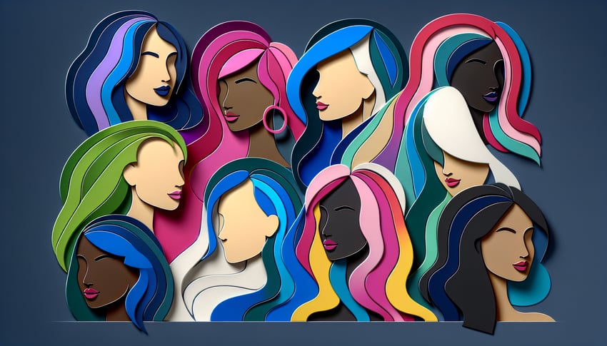 Paper art illustration depicting a hair color consultation form template for FormCreatorAI article