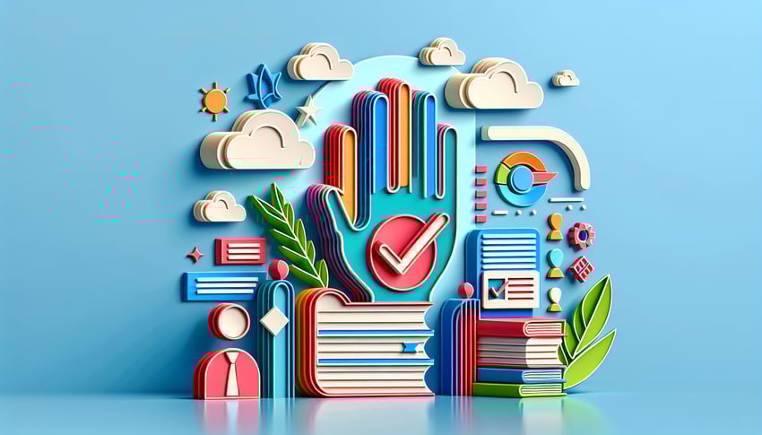 Paper art illustration representing an employee handbook acknowledgement form template for FormCreatorAI article