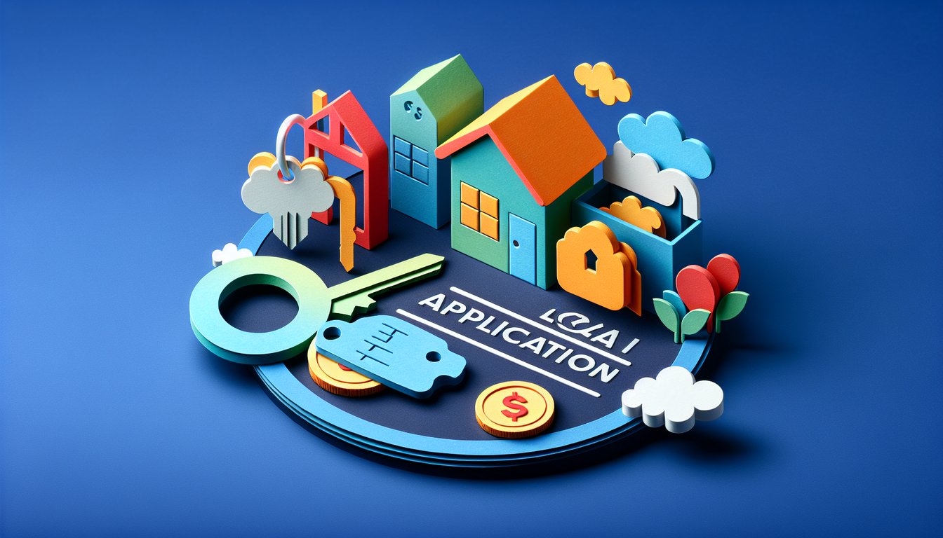 Paper art illustration depicting a loan application form template for FormCreatorAI article