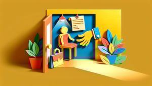 Paper art illustration depicting an office referral form for FormCreatorAI article
