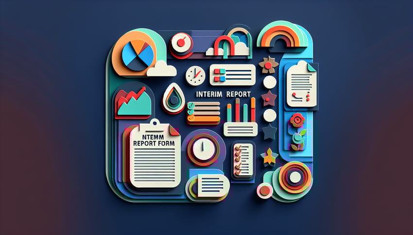 Paper art illustration representing an interim report form template for FormCreatorAI