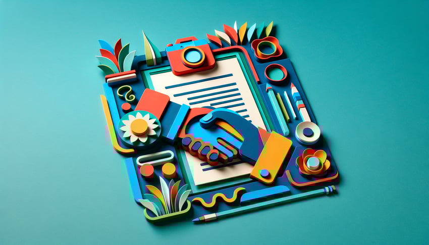 Paper art illustration featuring photography consent form elements for article about Photography Consent Form Template FormCreatorAI