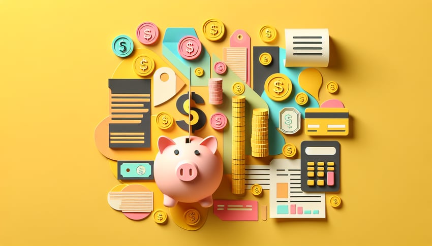 Paper art illustration representing a project expense reimbursement form template for FormCreatorAI article