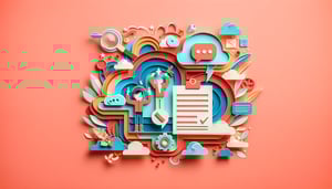 Paper art illustration depicting a customer complaint form template on a desk with stationery items around