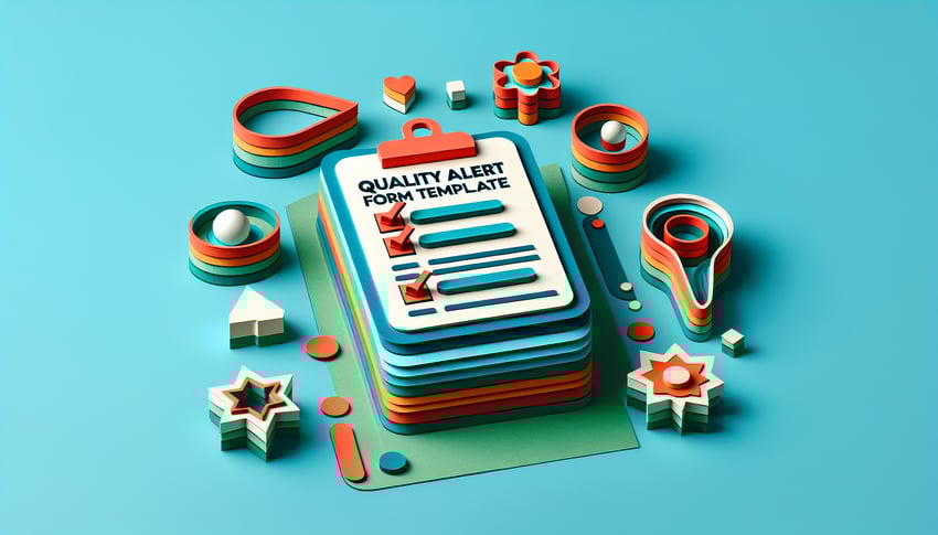 paper art illustration showcasing a quality alert form template for FormCreatorAI article