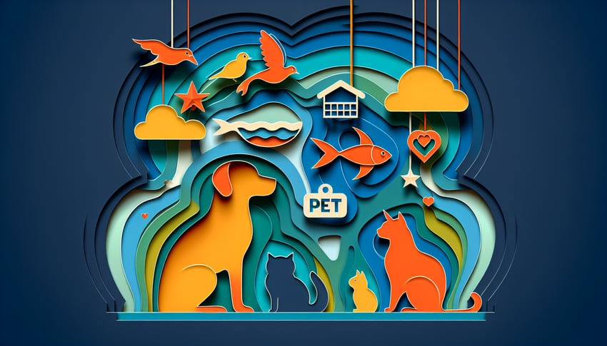 Paper art illustration featuring a pet information form design for FormCreatorAI article