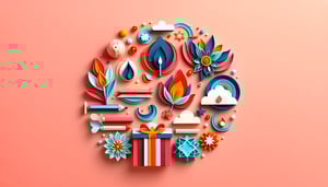 Paper art illustration depicting a spiritual gifts assessment form and related elements for FormCreatorAI article