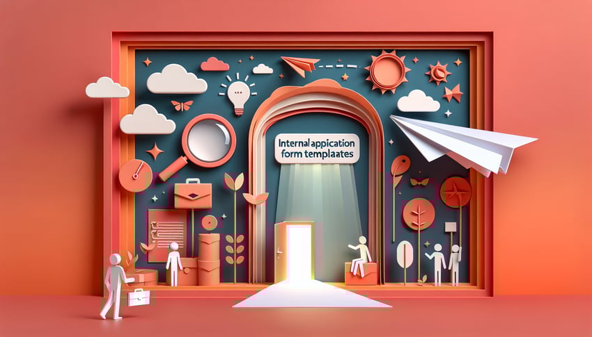 Paper art illustration depicting an internal application form template for FormCreatorAI 