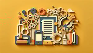 Paper art illustration depicting a job application form for articles about standard templates and FormCreatorAI.