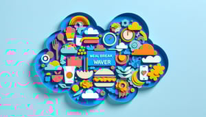 Paper art illustration depicting a meal break waiver form for FormCreatorAI article