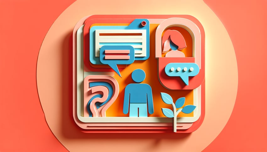 Paper art illustration displaying a customer enquiry form with design elements relevant to FormCreatorAI