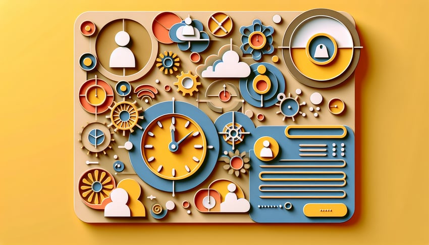 Paper art illustration depicting an employee availability form template for FormCreatorAI article