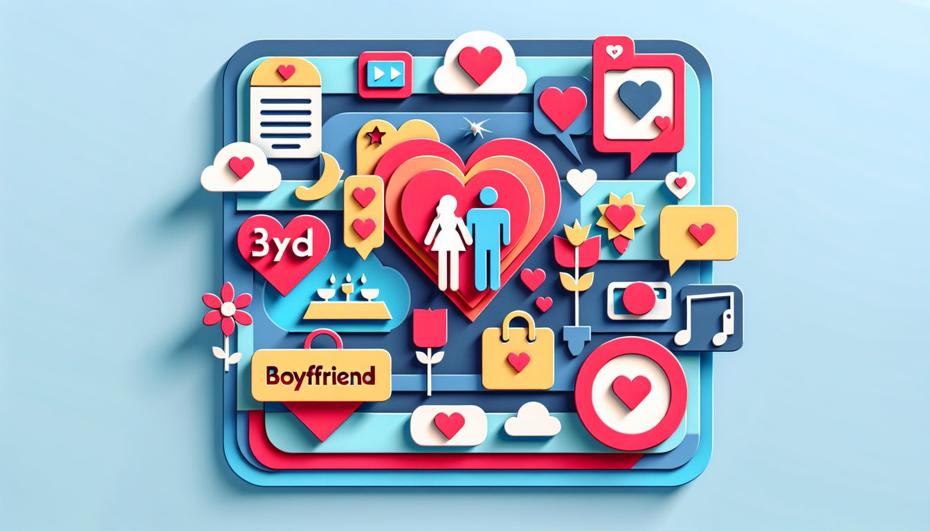 paper art illustration representing a boyfriend application form template for FormCreatorAI article