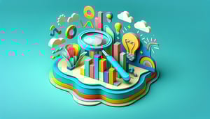 Paper art illustration depicting a survey form with creative design elements for product feedback and analysis