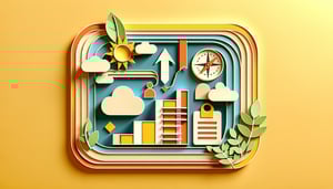 Paper art illustration depicting a colorfully designed performance review form template for annual evaluations.