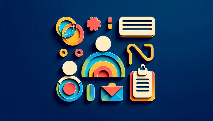 Colorful paper art illustration depicting a visitor log form design for FormCreatorAI article