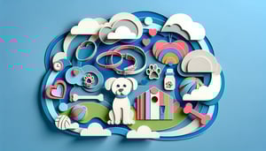 Paper art illustration showing a dog bio update form template for FormCreatorAI article