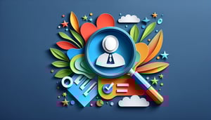 Paper art illustration depicting an employee assessment form for FormCreatorAI article.