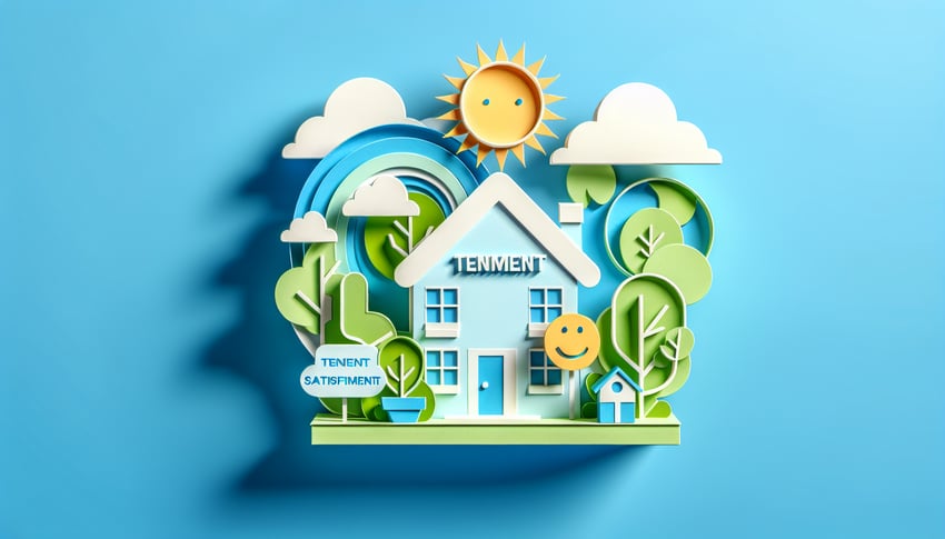 Paper art illustration of a tenant satisfaction survey form for a tenant feedback article