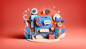 Paper art illustration depicting a contact information update form layout and design elements for FormCreatorAI article