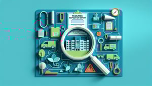 Paper art illustration depicting a quarterly facility inspection report form for FormCreatorAI.
