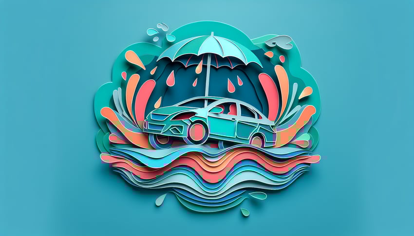 Paper art illustration depicting a car insurance claim form template for FormCreatorAI article