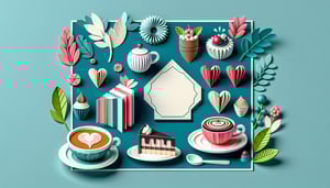Paper art illustration featuring a cafe feedback form template for FormCreatorAI article