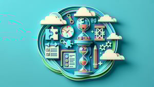 Paper art illustration showcasing a project completion form template for FormCreatorAI article