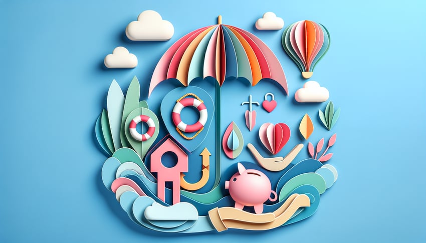 Paper art illustration depicting a life insurance application form for FormCreatorAI article