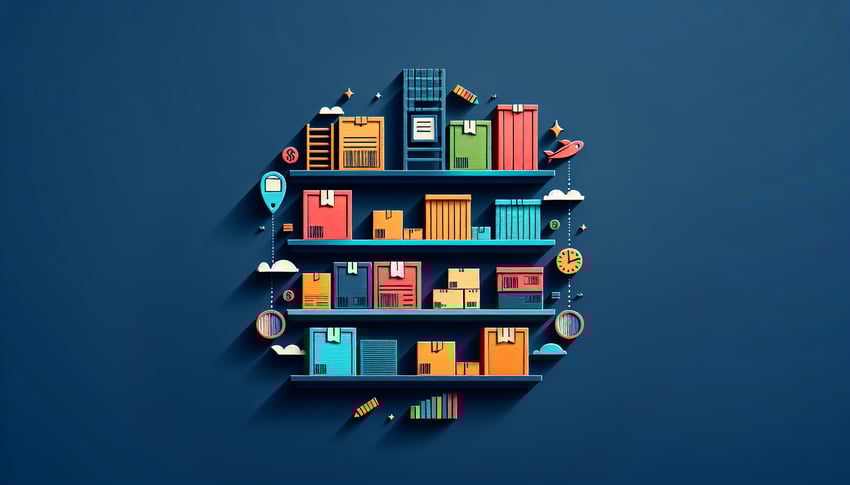Paper art illustration showcasing a stock inventory form template for FormCreatorAI